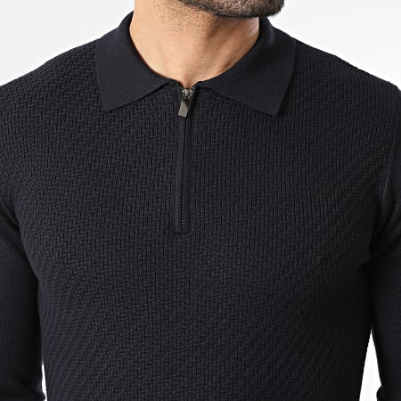Frilivin - Polo Manches Longues Col Zippé 659 Bleu Marine