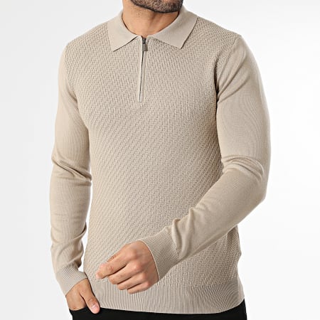 Frilivin - Polo Manches Longues Col Zippé 659 Beige
