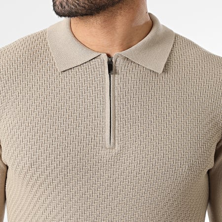 Frilivin - Polo Manches Longues Col Zippé 659 Beige