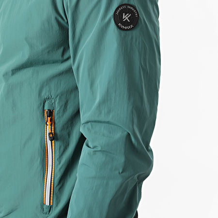 Kymaxx - Chaqueta con capucha y cremallera verde botella