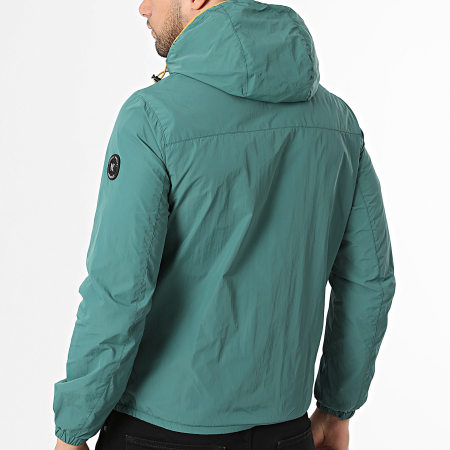 Kymaxx - Chaqueta con capucha y cremallera verde botella