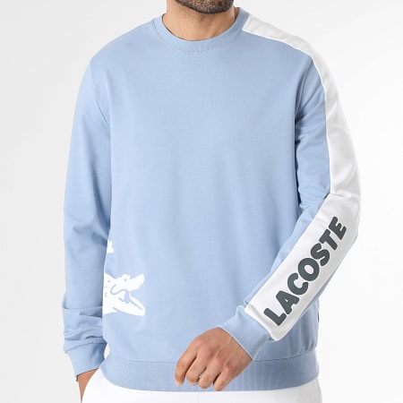 Lacoste - Sweat Crewneck Big Logo Crocodile Bleu Clair