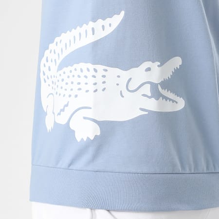 Lacoste - Sweat Crewneck Big Logo Crocodile Bleu Clair