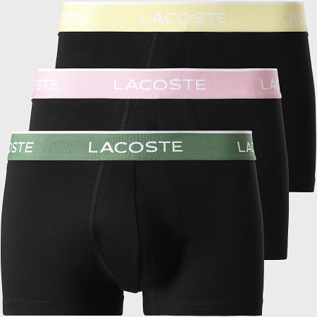 Lacoste - Lot De 3 Boxers Classic Noir Vert Jaune Rose