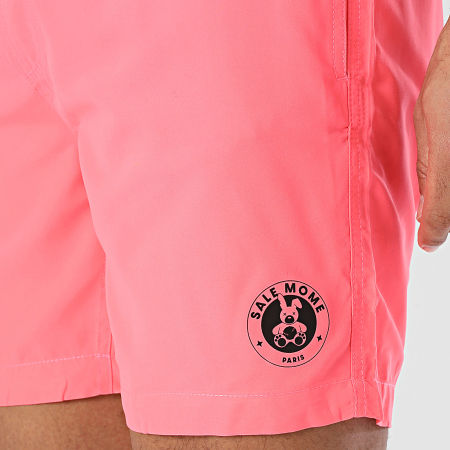 Sale Môme Paris - Short De Bain Little Badge Lapin Rose Fluo