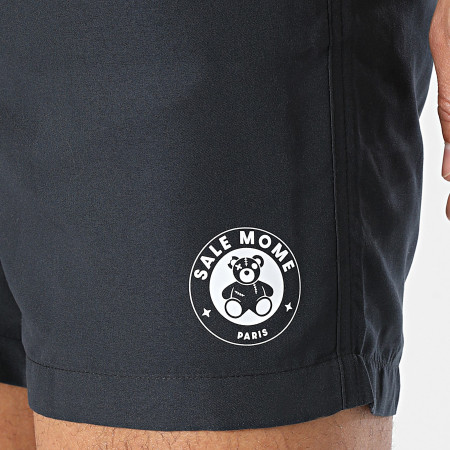 Sale Môme Paris - Short De Bain Little Badge Nounours Noir Blanc