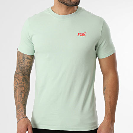Superdry - Camiseta Essential Logo Embroidery M1011245A Verde Claro