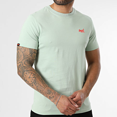 Superdry - Camiseta Essential Logo Embroidery M1011245A Verde Claro