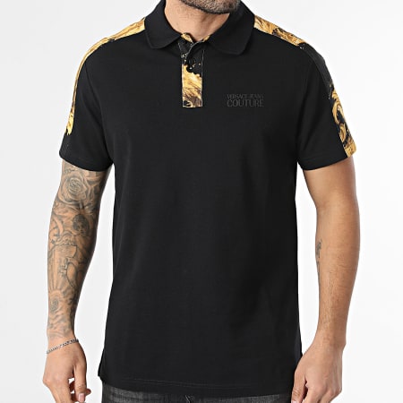 Versace Jeans Couture - Polo Manga Corta Barocco Wave 80GAG6R1-JS549 Negro Dorado