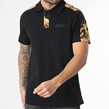 Versace Jeans Couture - Polo Manga Corta Barocco Wave 80GAG6R1-JS549 Negro Dorado