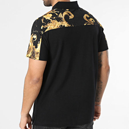 Versace Jeans Couture - Polo Manga Corta Barocco Wave 80GAG6R1-JS549 Negro Dorado