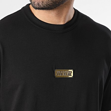 Versace Jeans Couture - Camiseta Metal Plachet 80GAHT05-CJ00T Negro Dorado