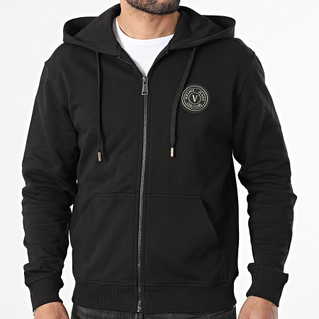 Versace Jeans Couture - Sudadera con cremallera y capucha Patch Emblem 80GAIT03-CF01T Negro