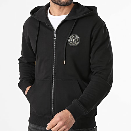 Versace Jeans Couture - Sudadera con cremallera y capucha Patch Emblem 80GAIT03-CF01T Negro