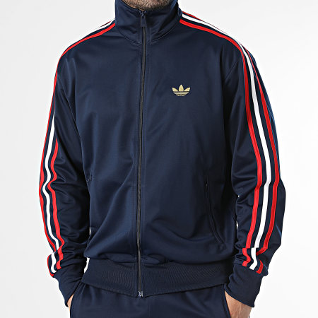 Adidas Originals - Ensemble De Survêtement A Bandes Firebird TP KD3841 KD3830 Bleu Marine Rouge Blanc Doré