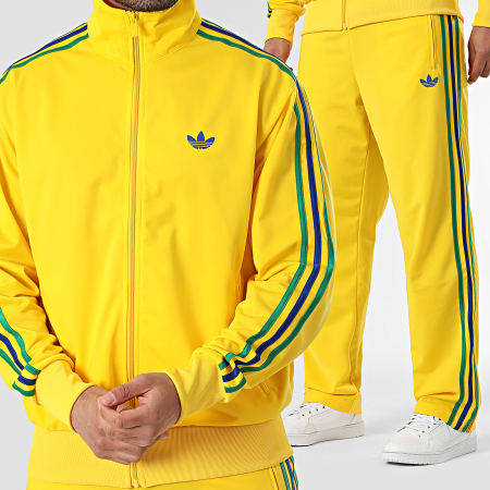 Adidas Originals - Ensemble De Survêtement A Bandes Firebird TP KD3848 KD3840 Jaune Bleu Marine Vert