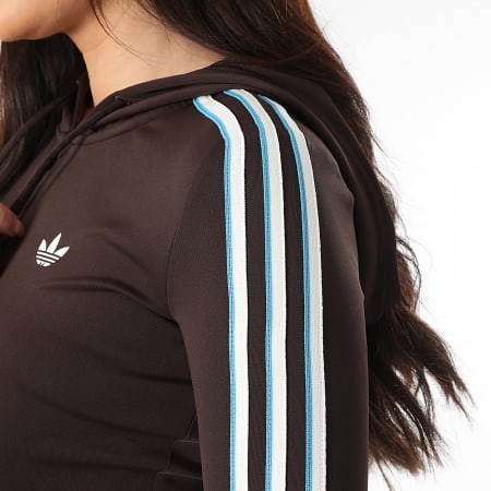 Adidas Originals - Sweat Zippé Capuche A Bandes Femme KW4550 Marron
