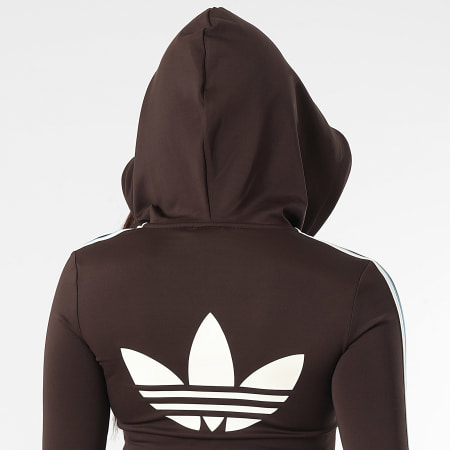 Adidas Originals - Sweat Zippé Capuche A Bandes Femme KW4550 Marron