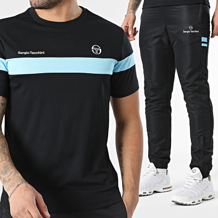 Sergio Tacchini - Ensemble De Survêtement Leone Termoli 41237 41559 Noir Bleu Clair
