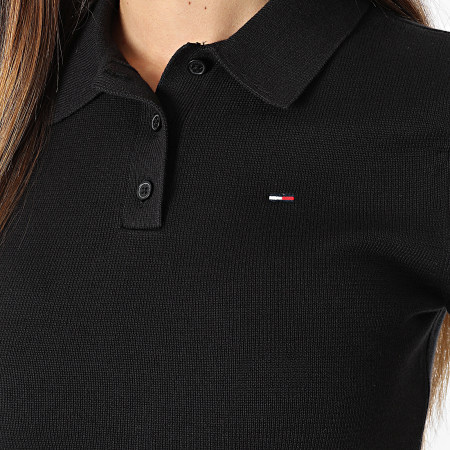 Tommy Jeans - Robe Polo Manches Courtes Maille Femme Lettuce 2336 Noir