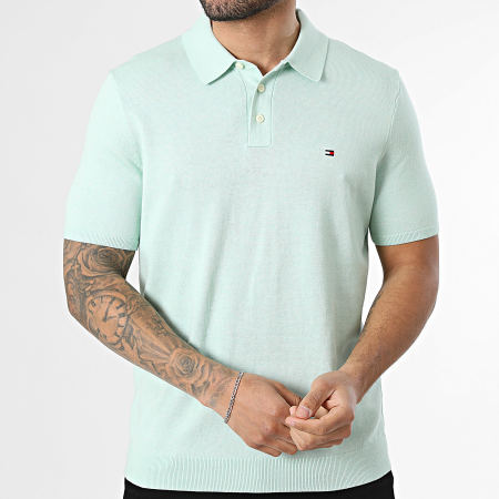Tommy Hilfiger - Polo Manches Courtes Essential Cotton Knitted 7396 Vert Clair Chiné