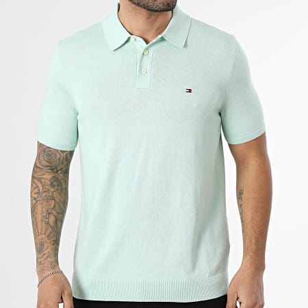 Tommy Hilfiger - Polo Manches Courtes Essential Cotton Knitted 7396 Vert Clair Chiné