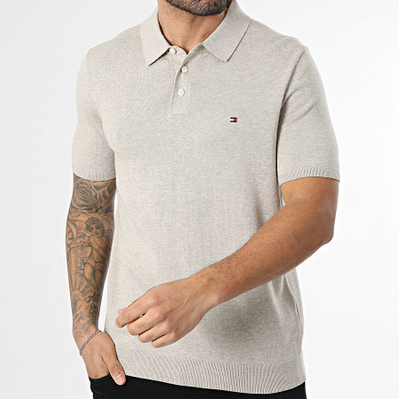 Tommy Hilfiger - Polo Manches Courtes Essential Cotton Knitted 7396 Beige Chiné