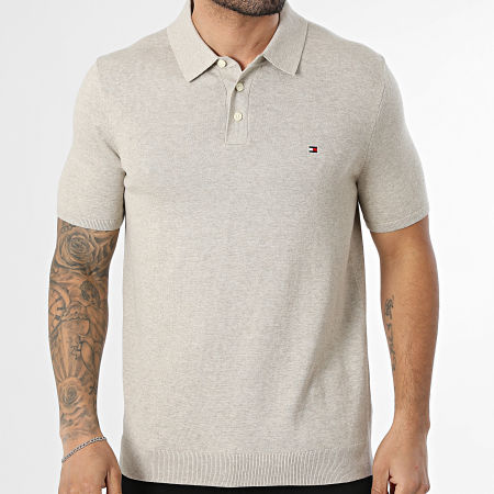 Tommy Hilfiger - Polo Manches Courtes Essential Cotton Knitted 7396 Beige Chiné