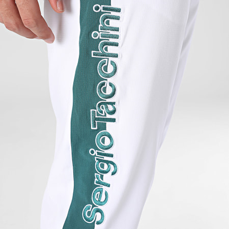 Sergio Tacchini - Pantalon Jogging A Bandes Gemelli 41560 Blanc Vert Foncé