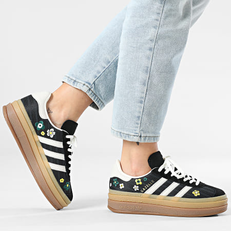 Adidas Originals - Baskets Femme Gazelle Bold W IH1922 Core Black Off White Eqt Yellow x Liberty London