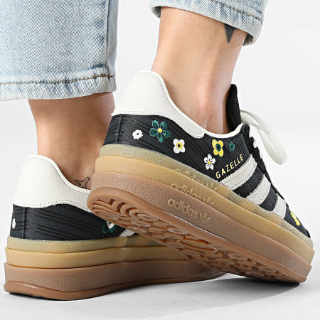 Adidas Originals - Baskets Femme Gazelle Bold W IH1922 Core Black Off White Eqt Yellow x Liberty London