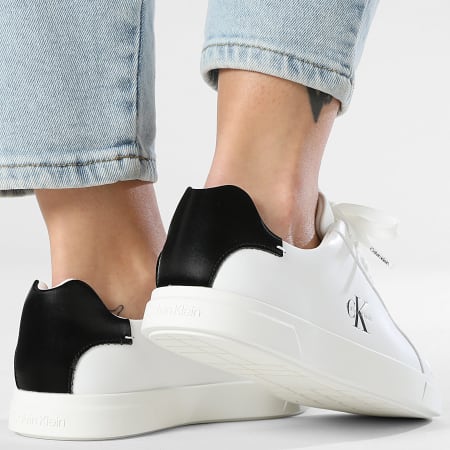 Calvin Klein - Zapatillas Mujer Low Pro Cups Leather 3146 Blanco Brillante Negro