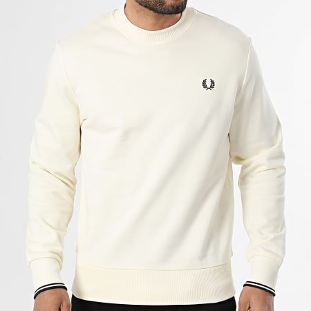 Fred Perry - Sweat Crewneck M7535 Beige Vert Foncé