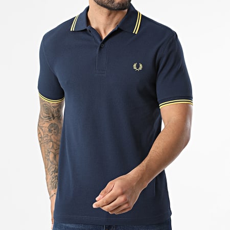 Fred Perry - Polo Manches Courtes Twin Tipped MM3600 Bleu Marine Jaune