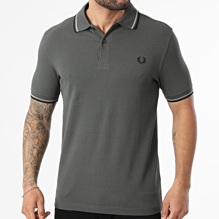 Fred Perry - Polo Manches Courtes Twin Tipped MM3600 Vert Kaki Noir