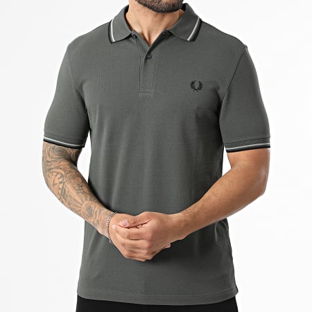 Fred Perry - Polo Manches Courtes Twin Tipped MM3600 Vert Kaki Noir