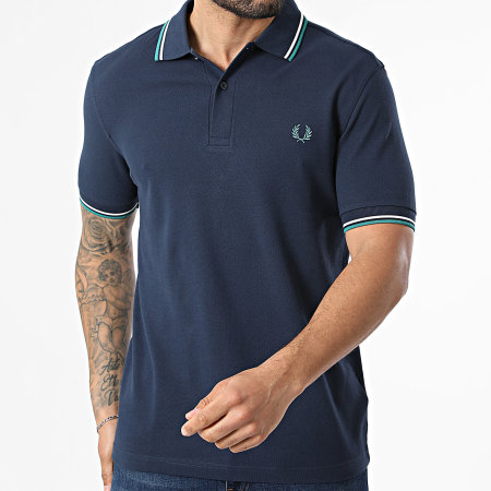 Fred Perry - Polo Manches Courtes Twin Tipped MM3600 Bleu Marine Turquoise
