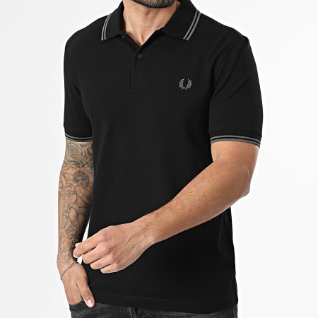 Fred Perry - Polo Manches Courtes Twin Tipped MM3600 Noir Vert Kaki