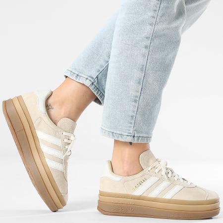 Adidas Originals - Baskets Femme Gazelle Bold W IH4201 Stone Khaki Crew White Gold Metallic