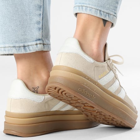 Adidas Originals - Baskets Femme Gazelle Bold W IH4201 Stone Khaki Crew White Gold Metallic