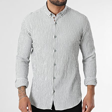 Classic Series - Chemise Manches Longues A Rayures 115 Vert Kaki Blanc