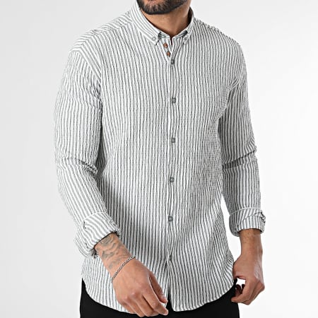 Classic Series - Chemise Manches Longues A Rayures 115 Vert Kaki Blanc