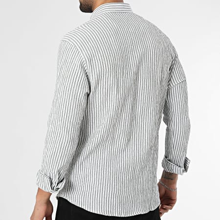 Classic Series - Chemise Manches Longues A Rayures 115 Vert Kaki Blanc