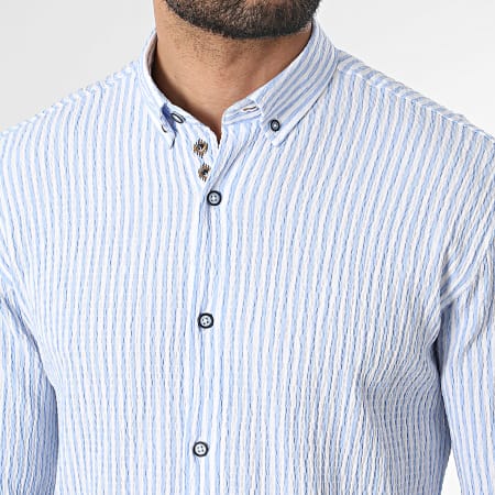 Classic Series - Chemise Manches Longues A Rayures 115 Bleu Clair Blanc