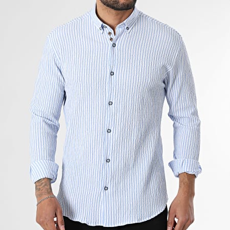Classic Series - Chemise Manches Longues A Rayures 115 Bleu Clair Blanc