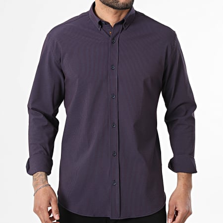 Classic Series - Chemise Manches Longues A Rayures 114 Violet Foncé Bleu Marine