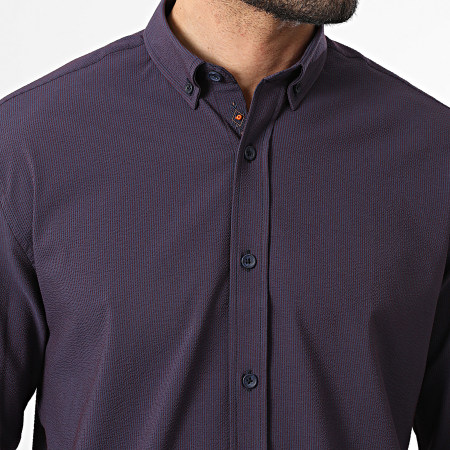 Classic Series - Chemise Manches Longues A Rayures 114 Violet Foncé Bleu Marine