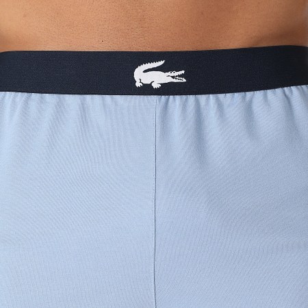 Lacoste - Short Jogging Loungewear Big Logo Crocodile Bleu Clair Blanc