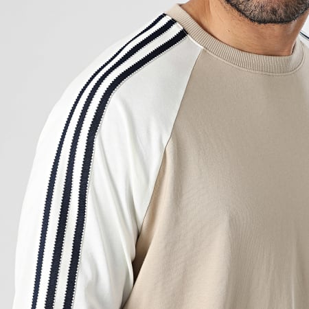 Adidas Originals - Tee Shirt Manches Longues A Bandes Britcore HZ3828 Beige