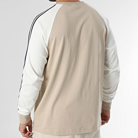 Adidas Originals - Tee Shirt Manches Longues A Bandes Britcore HZ3828 Beige